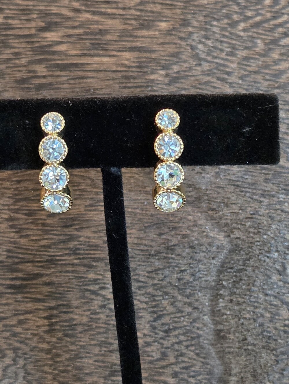 Gold-Tone Clear Crystal Linear Drop Earrings